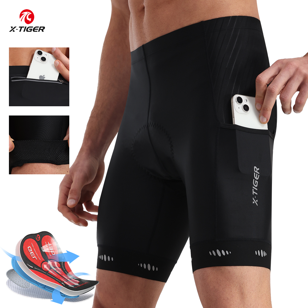 Padded Cycling Shorts 5D Gel - X-TIGER Men Cycling Shorts with Back