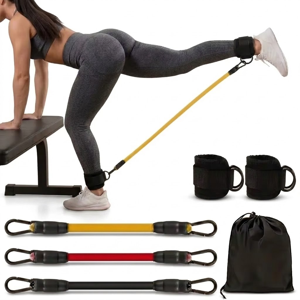 Resistance Bands Set With Handles - 5‑Piece Ankle Resistance Band Set Adjustable