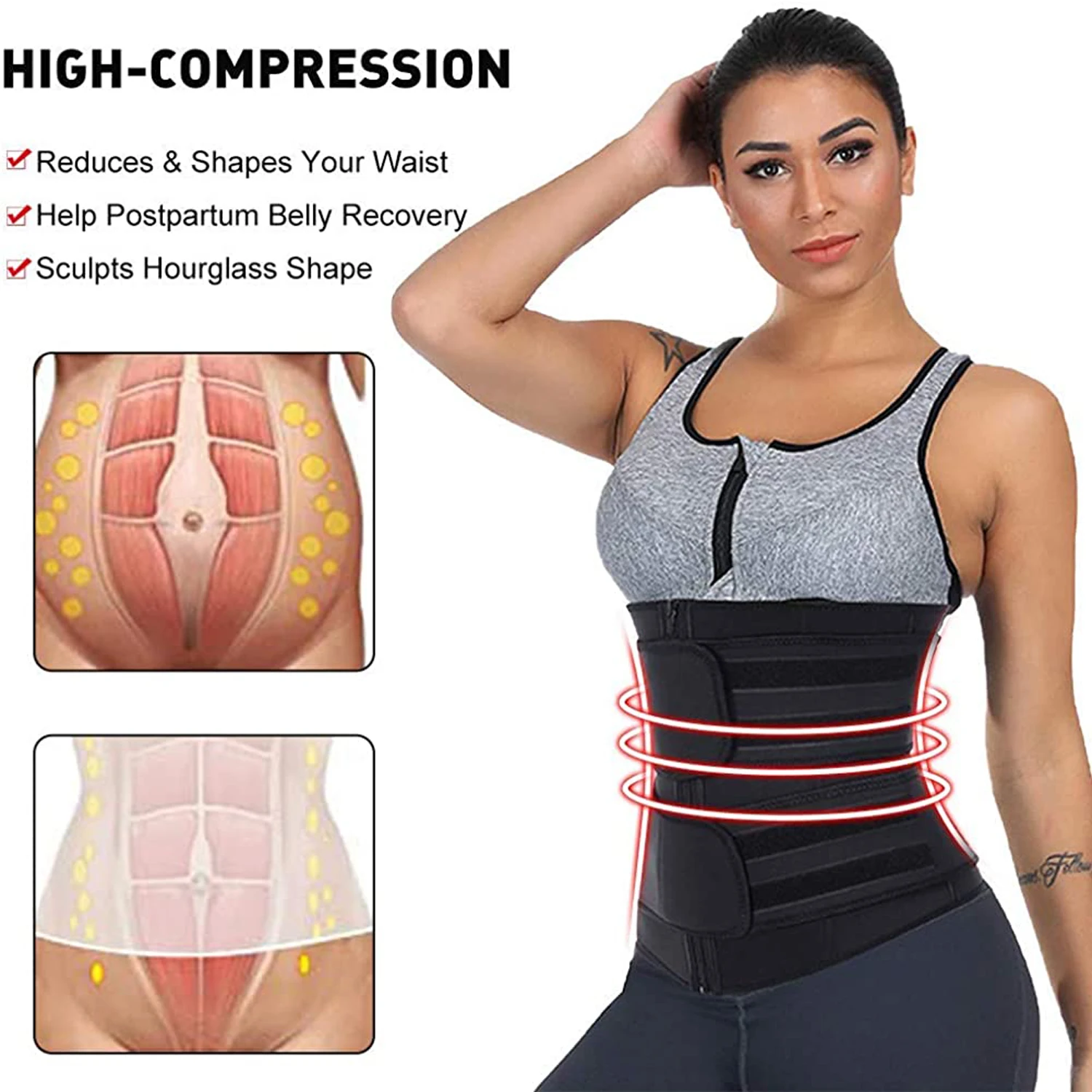 Sweat Waist Trainer Belt Neoprene - Neopren Waist Trainer Workout Trimmer Belt