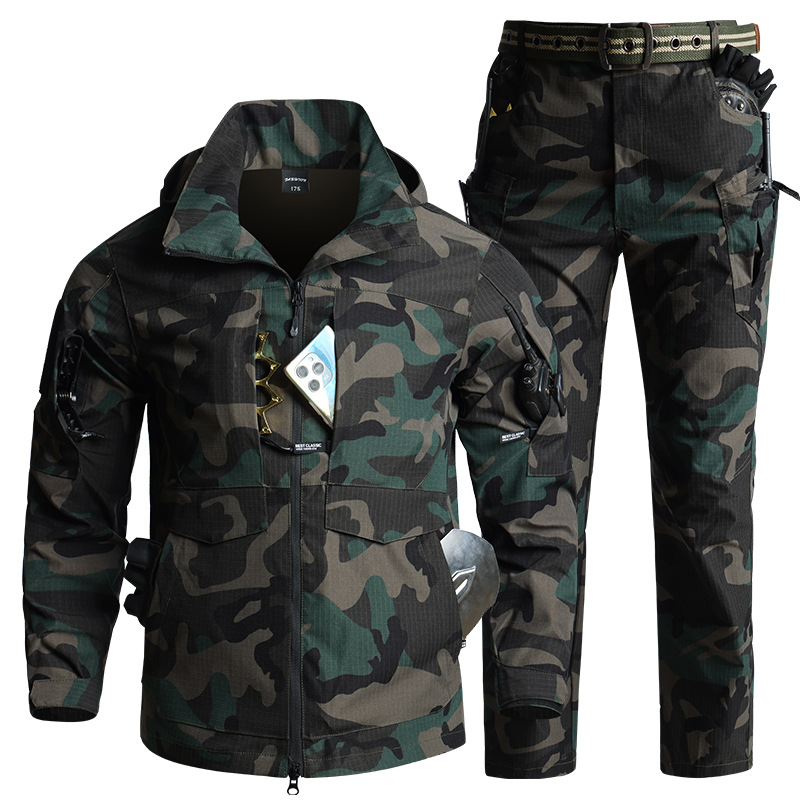 Hiking - Men Camouflage Tactical Gear Set Hooded