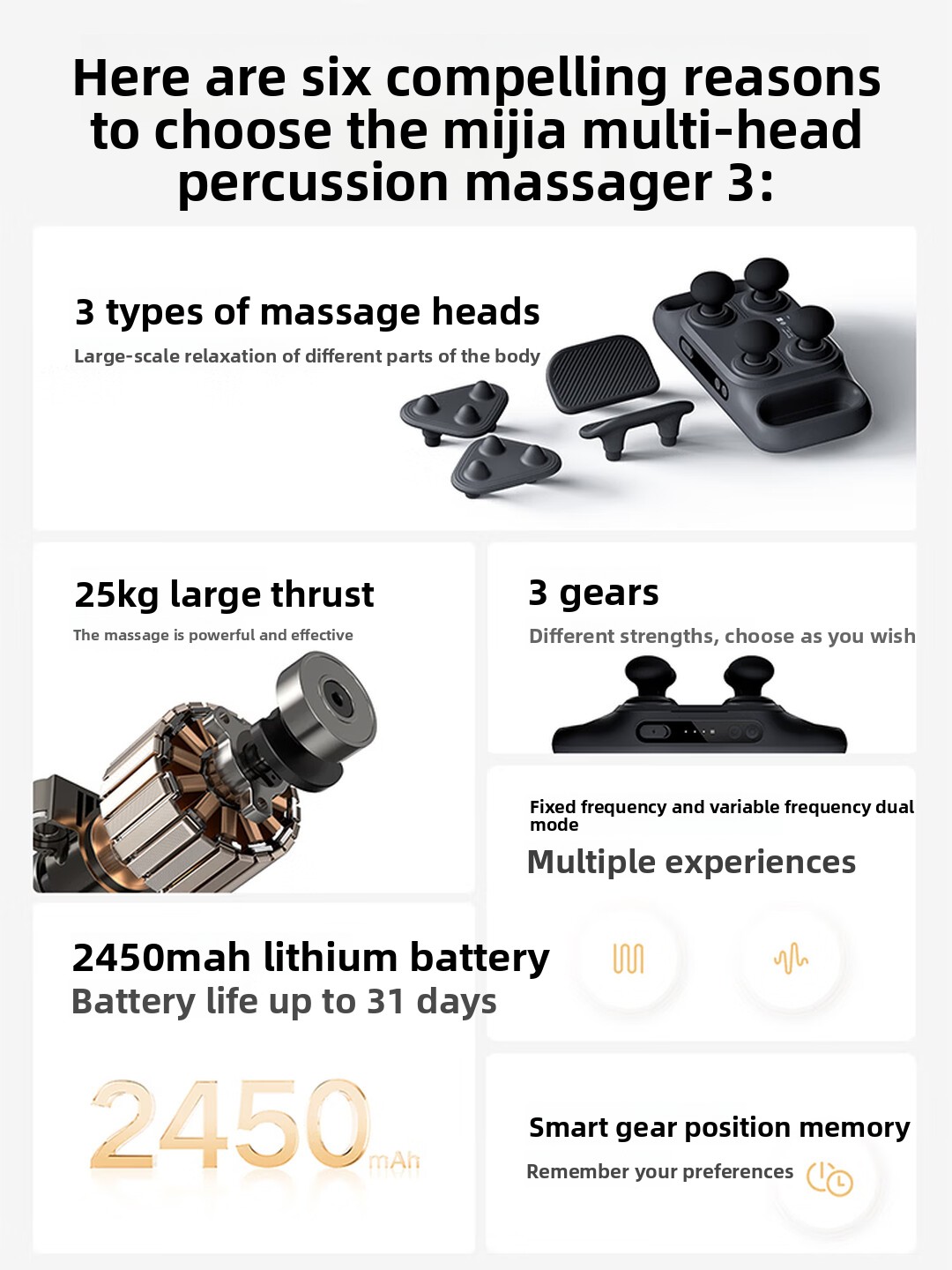 Mijia Multi‑Head Massage Gun 3 - Electric Massage Gun Deep Tissue recension och pris