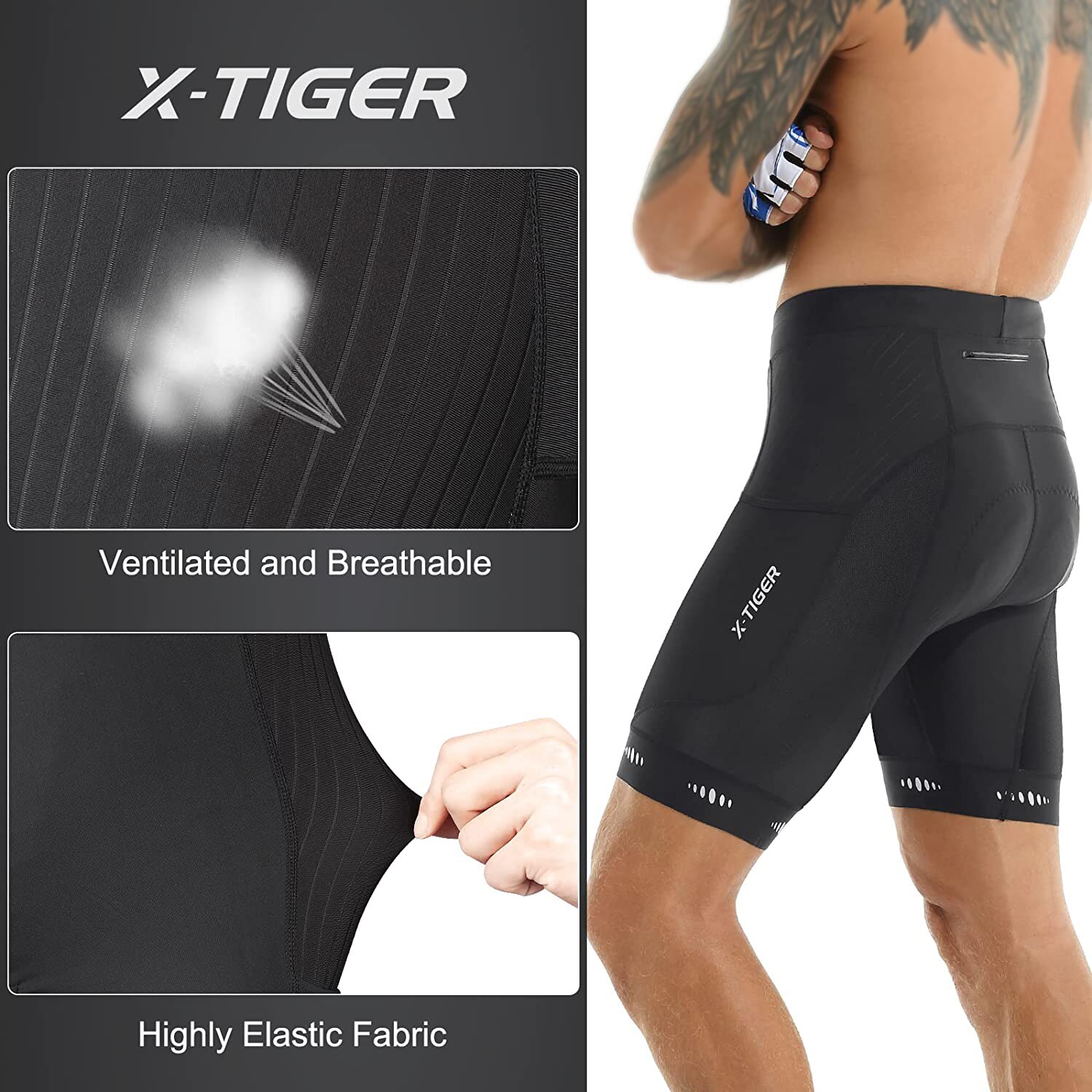 X-TIGER Men Cycling Shorts wit - Padded Cycling Shorts 5D Gel recension och pris