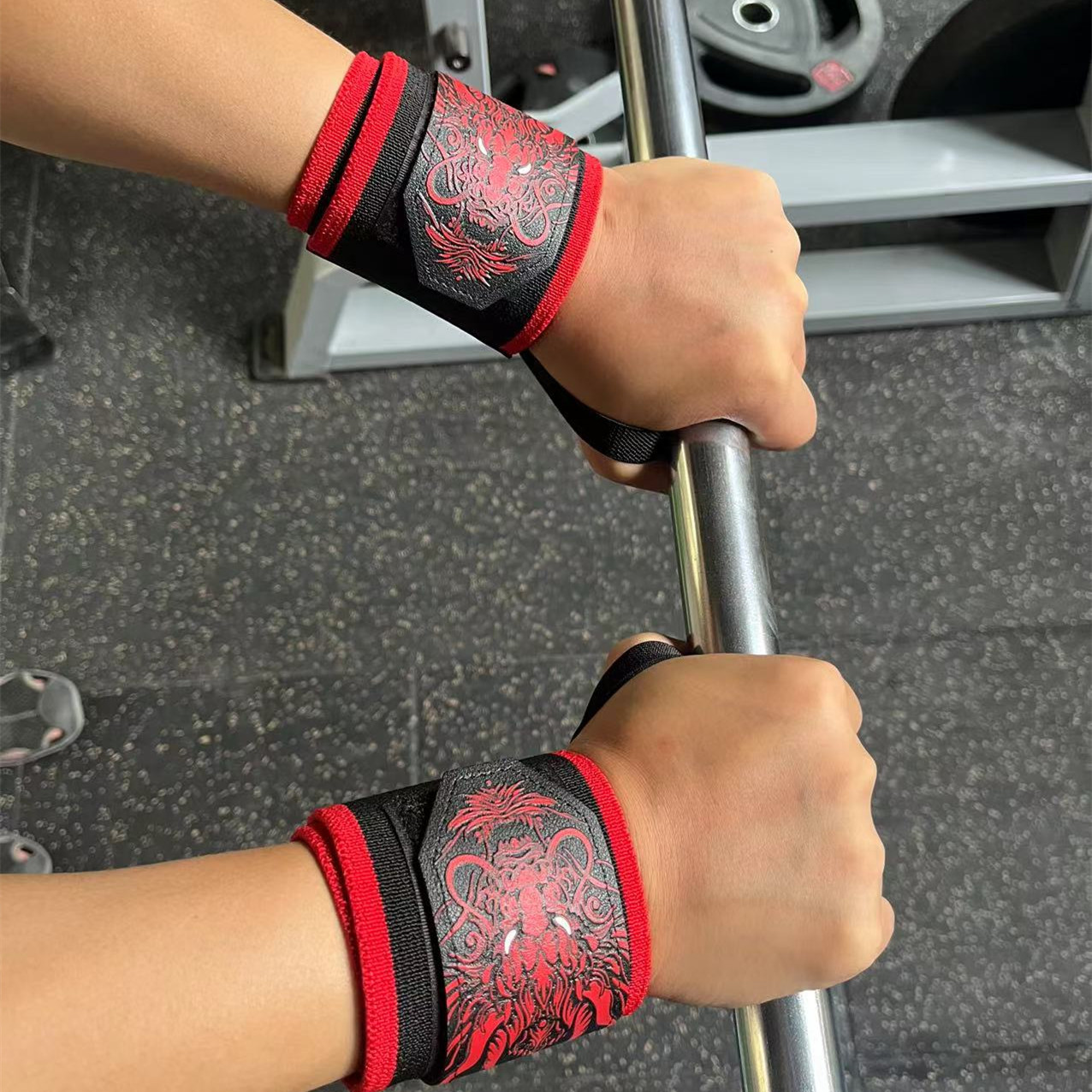 1Pair Chinese Dragon Fitness W - Wrist Wraps Weightlifting Support recension och pris
