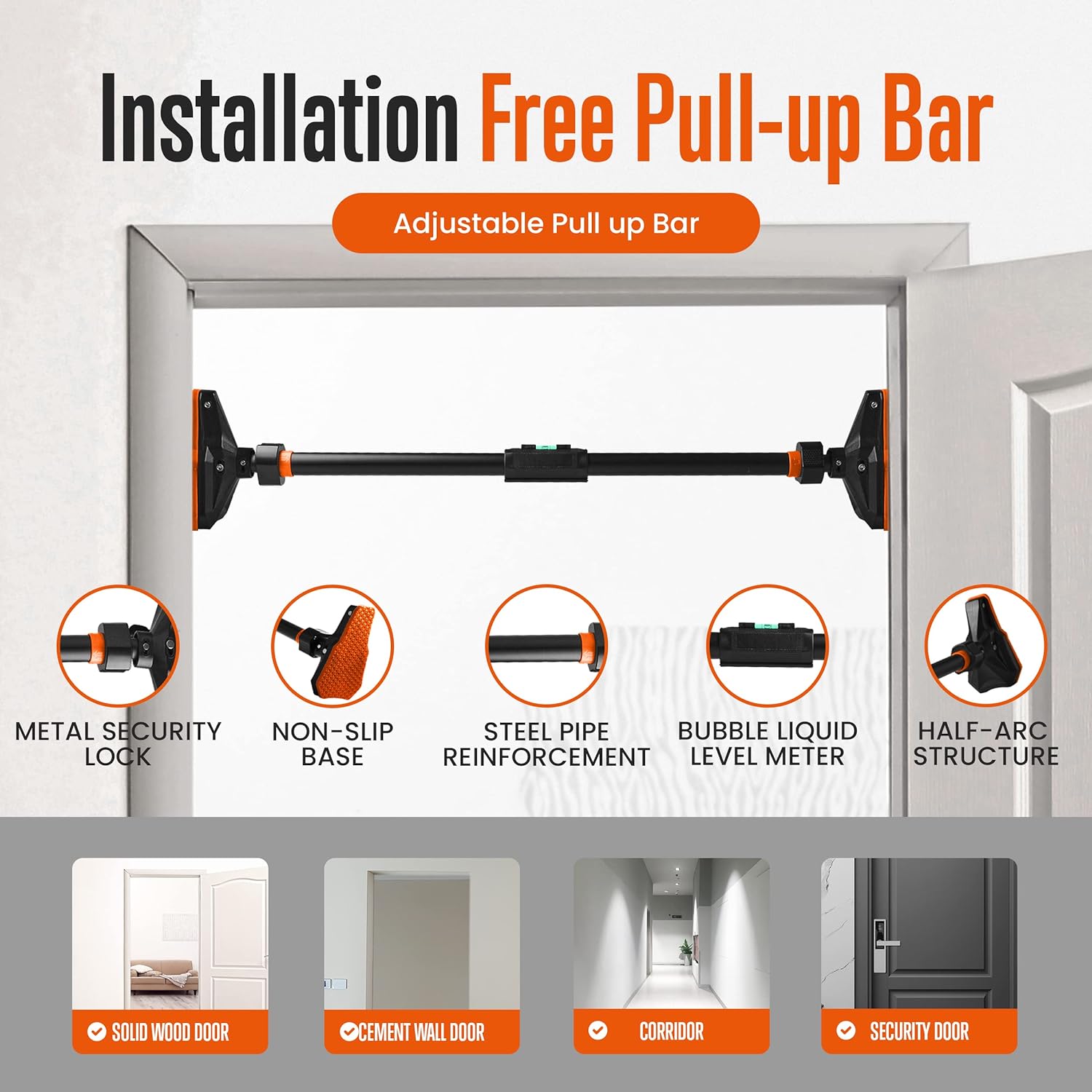 Pull Up/chin up Bar for Doorwa - Door Pull Up Bar No Screw recension och pris