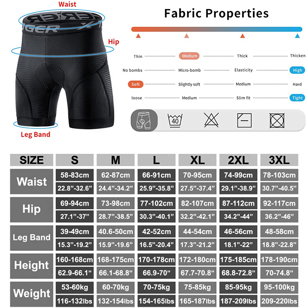 X-TIGER Men's Cycling Underwea - Padded Cycling Shorts 5D Gel recension och pris