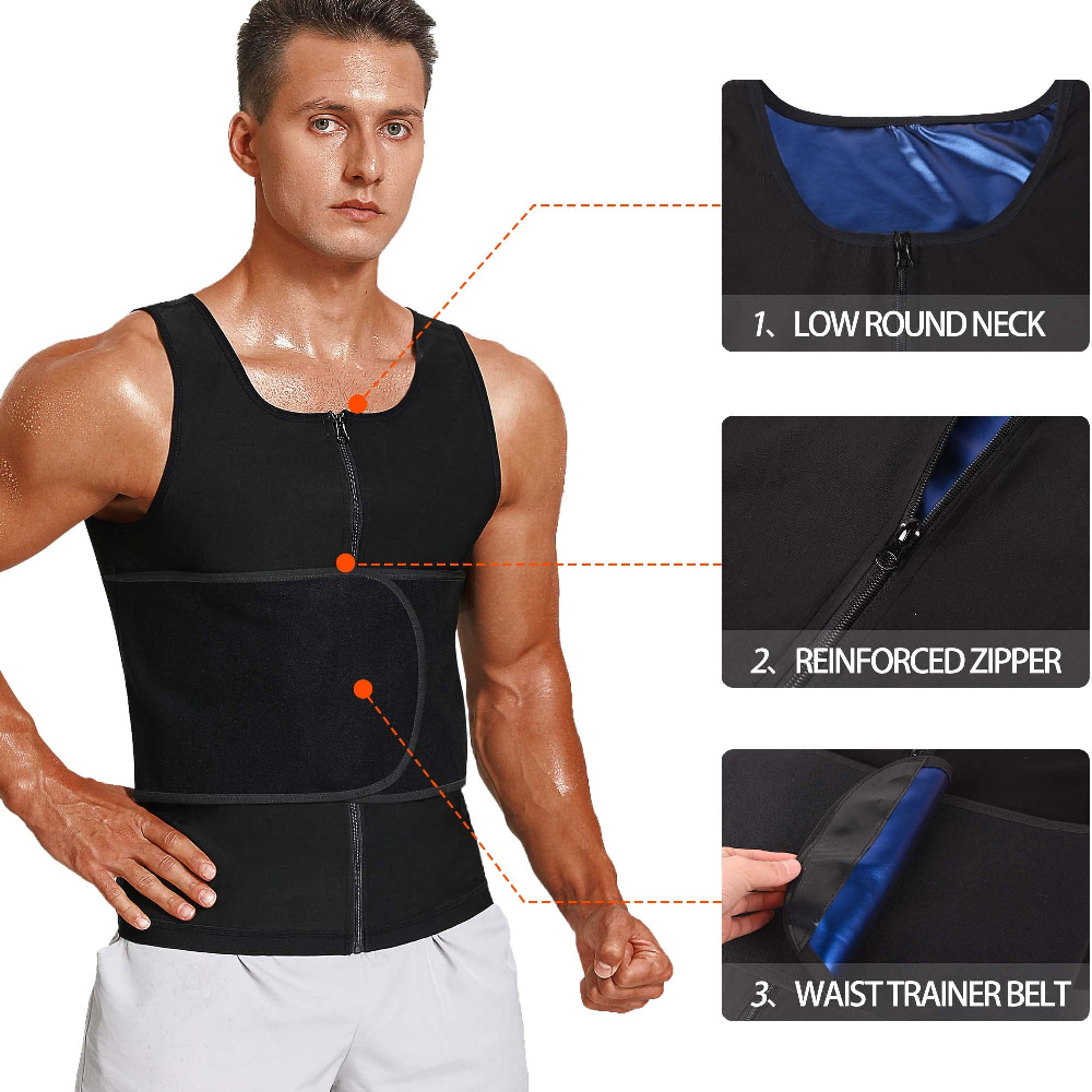 1PC Men Zipper Sauna Waist Tra - Sweat Waist Trainer Belt Neoprene recension och pris