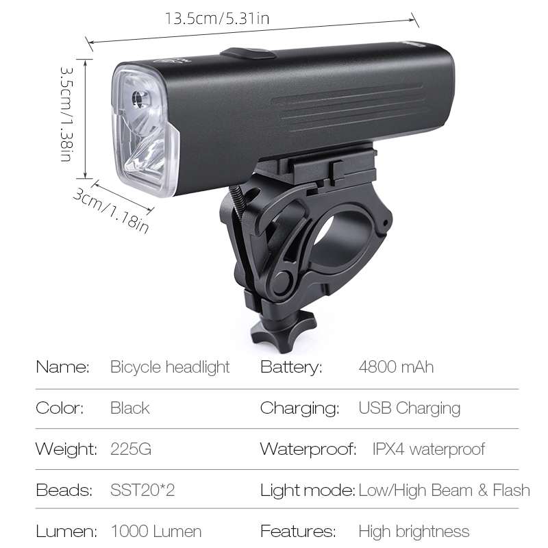GIYO 1000 Lumens Bicycle Light - Rechargeable Bicycle Headlight 1000 Lumen recension och pris