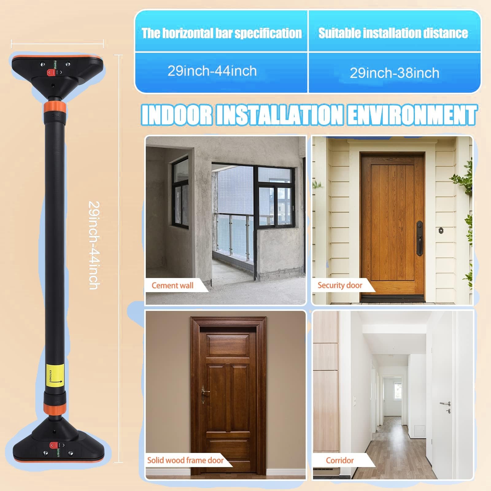 Adjustable Pull Up Bar for Doo - Door Pull Up Bar No Screw recension och pris